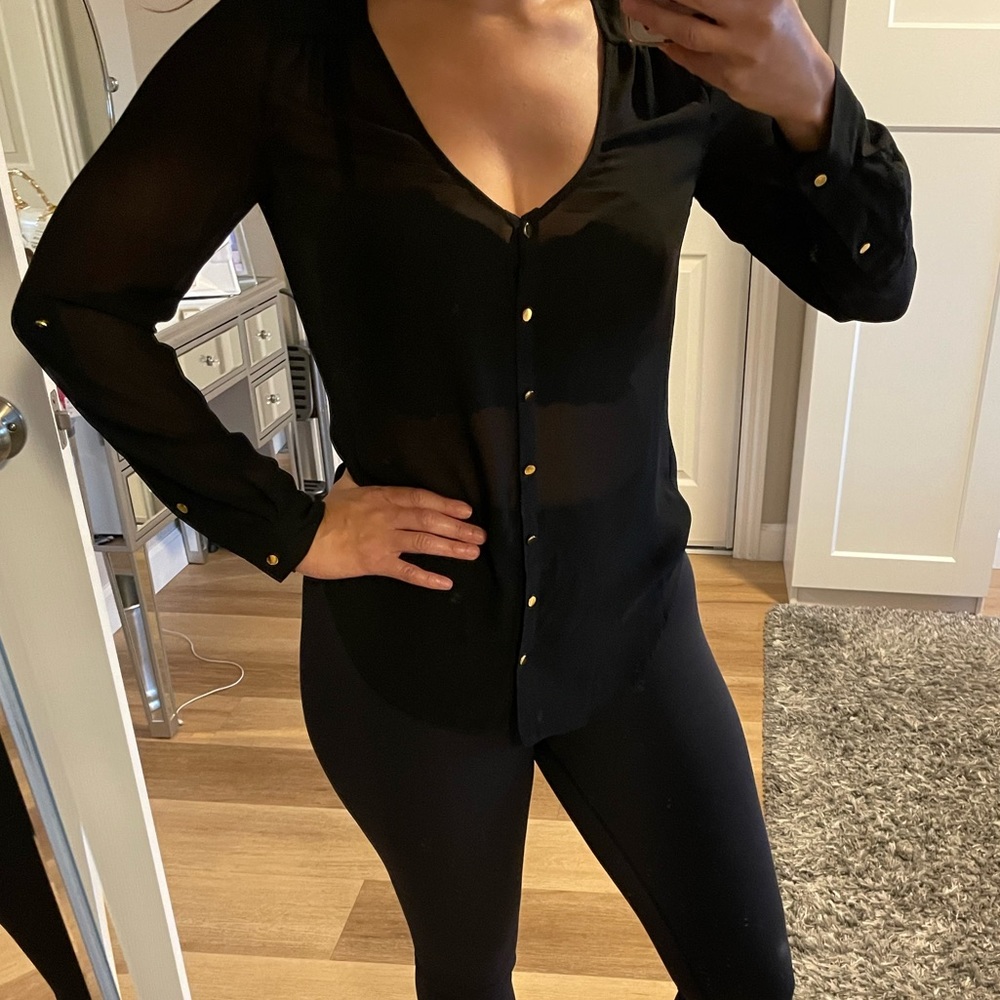 Bebe Sheer Button Up - Picture 3 of 3